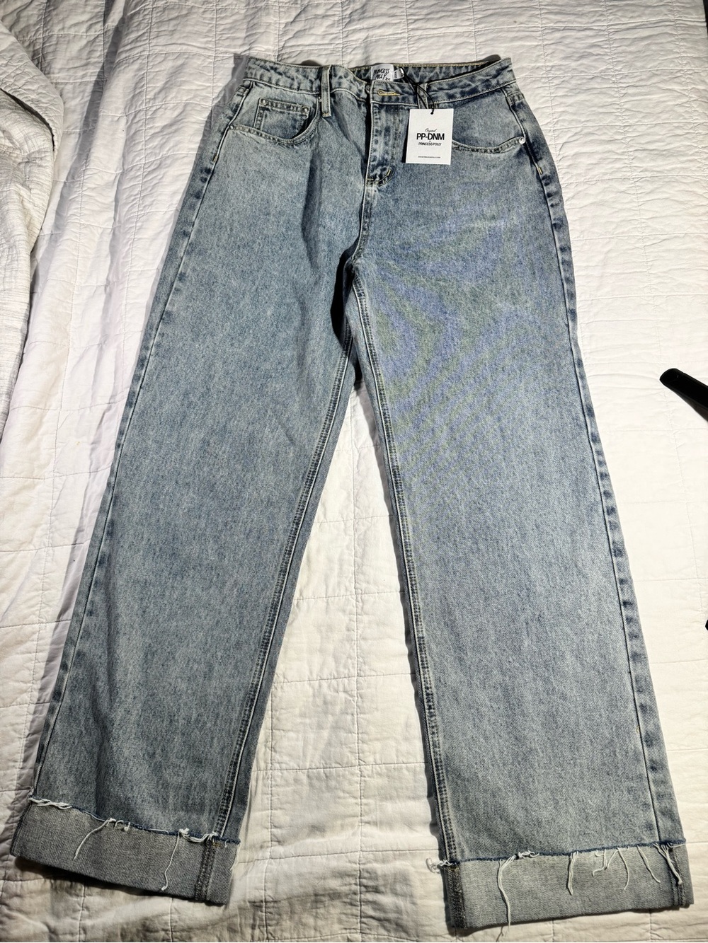 Princess Polly Light Blue Straight-Leg Jeans